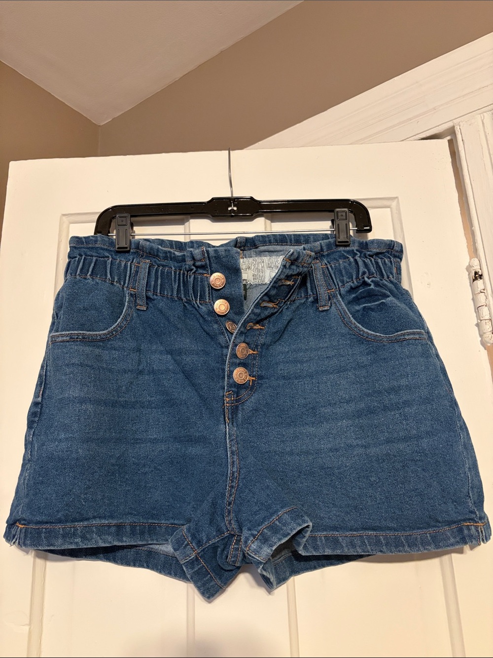 wild fable Dark Blue High-Rise Button-Front Denim Shorts